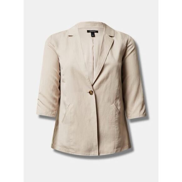 ✨Torrid Studio Linen Sz 2X Cream/Gray Blazer✨ - Picture 5 of 10